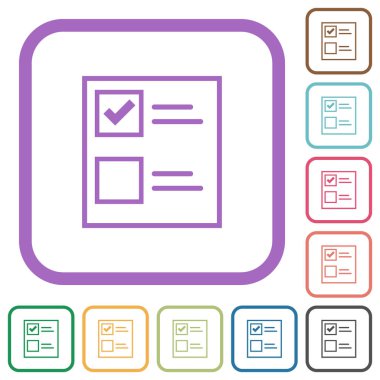 Oy pusulası beyaz arkaplandaki yuvarlak kare çerçevelerle basit simgeleri özetliyor