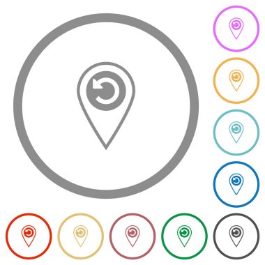 GPS konumu beyaz arkaplanda düz renk simgelerini geri al