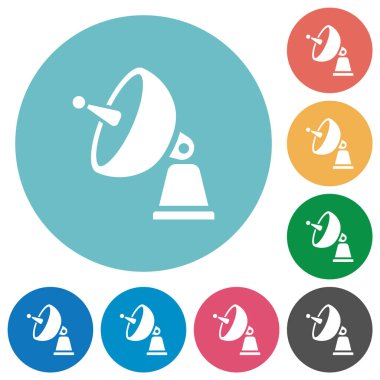 Yuvarlak renkli arkaplanda düz beyaz simgeler