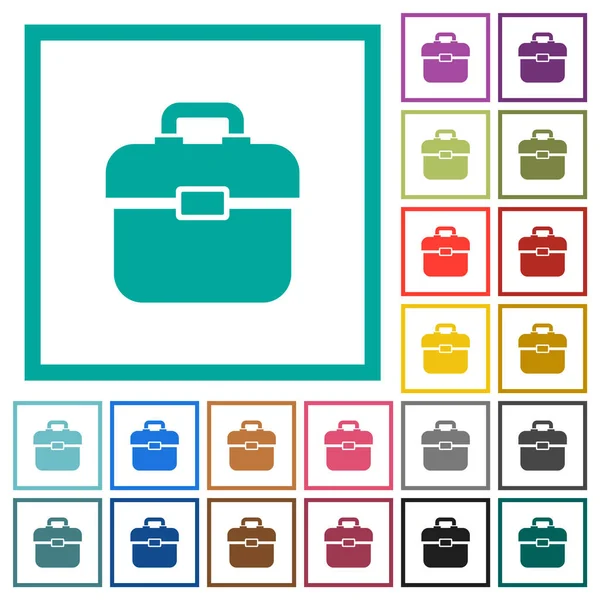 Caja Herramientas Iconos Color Plano Con Marcos Cuadrante Sobre Fondo — Vector de stock