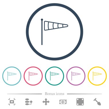 Windsock göstergesi düz renk simgelerini yuvarlak çizgilerle özetliyor. 6 bonus simgesi dahil.