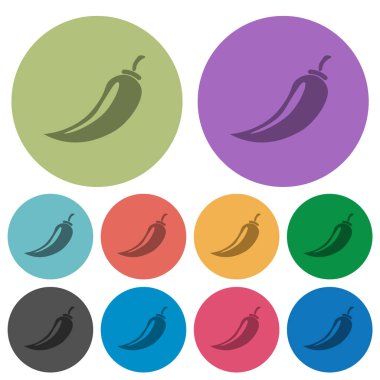 Kırmızı biber daha koyu düz simgeler renk arkaplan yuvarlak