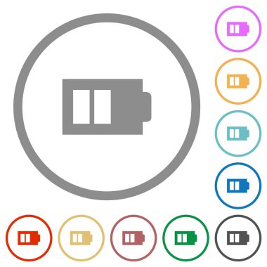 Beyaz arkaplanda yuvarlak çizgilerde iki adet düz renk simgesine sahip yarım pil