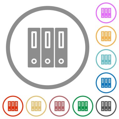 Beyaz arkaplandaki yuvarlak hatlarda katı düz renk simgeleri