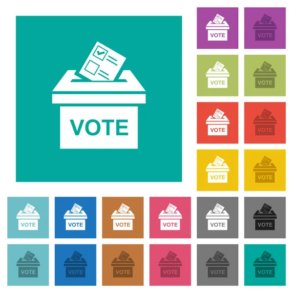 Voting Paper Ballot Box Solid Multi Colored Flat Icons Plain — Stock Vector