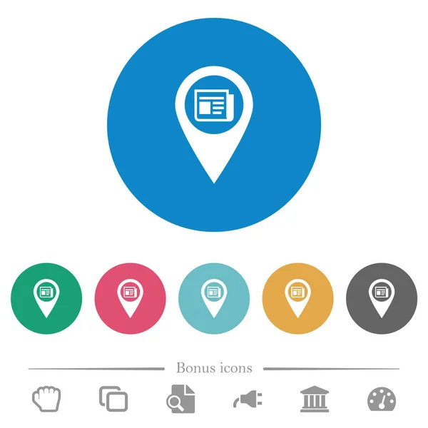 Routeninformationen Gps Kartenposition Flache Weiße Symbole Auf Runden Farbigen Hintergründen — Stockvektor