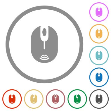 Kablosuz bilgisayar fare düz renk simgeleri beyaz arkaplan üzerinde yuvarlak ana hatlar