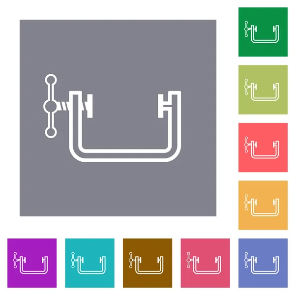 Віце Затискач Контур Плоских Піктограм Простих Кольорових Квадратних Фонах — стоковий вектор