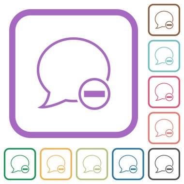 İleti simgelerini beyaz arkaplandaki renkli yuvarlak kare çerçevelerle sil