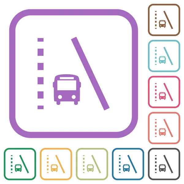 Bus Lane Simple Icons Color Rounded Square Frames White Background — Stock Vector