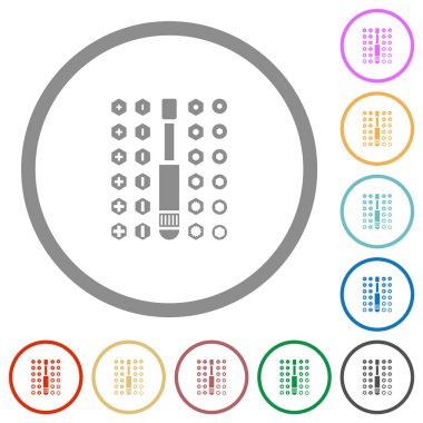 Tornavida biti kümesi beyaz arkaplanda düz renk simgeleri oluşturur