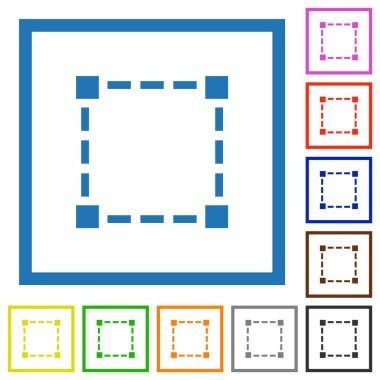 Beyaz arkaplan üzerindeki kare çerçevelerde katı düz renk simgeleri seçim aracı