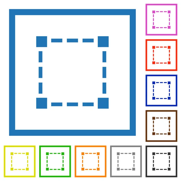 Selectie Gereedschap Effen Platte Kleur Pictogrammen Vierkante Frames Witte Achtergrond — Stockvector