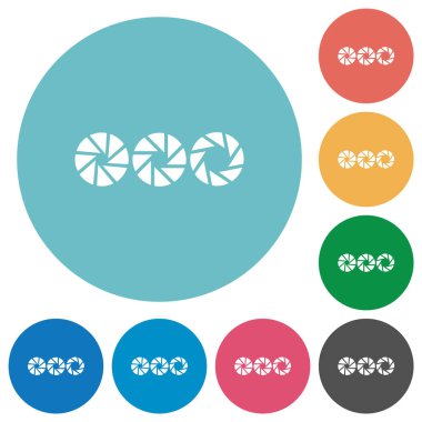 Yuvarlak renk arkaplanında açıklık boyutu düz beyaz simgeleri ayarla