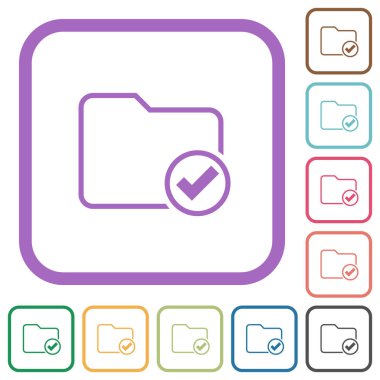 Dizin OK beyaz arkaplanda yuvarlak kare çerçeveli basit simgeleri ana hatlarıyla çizer