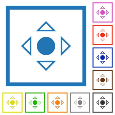 Kaydırma aracı beyaz arkaplanda kare çerçeveler içinde düz renk simgelerini değiştir
