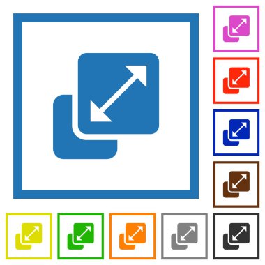 Beyaz arkaplanda kare çerçevelerdeki katı düz renk simgelerini yeniden boyutlandır