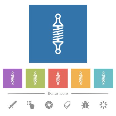 Şok emici kare arkaplanlarda düz beyaz simgeler çiziyor. 6 bonus simgesi dahil.