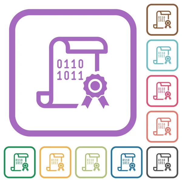 Digitalt Certifikat Enkla Ikoner Färg Rundade Fyrkantiga Ramar Vit Bakgrund — Stock vektor