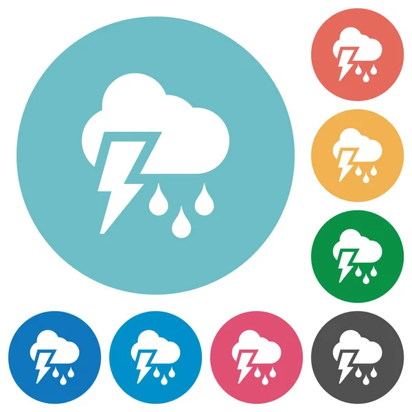 Stormy Weather Flat White Icons Color Backgrounds — Stock Vector