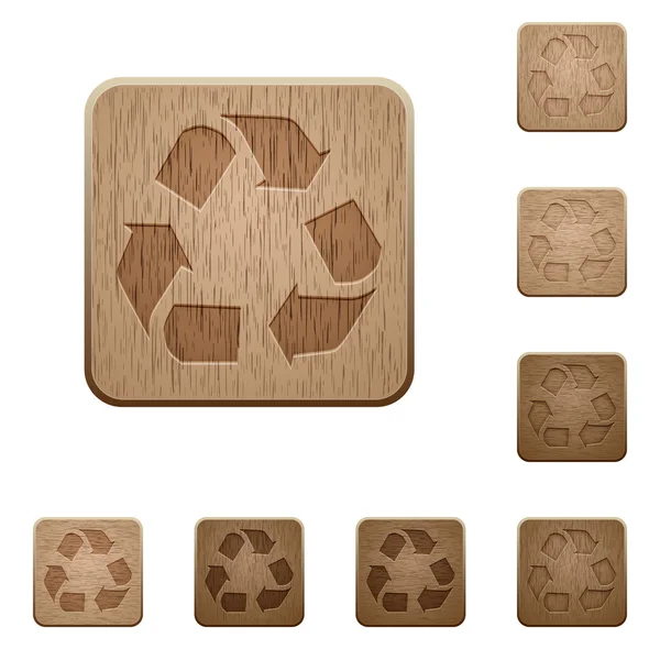 Reciclar botón de madera — Vector de stock