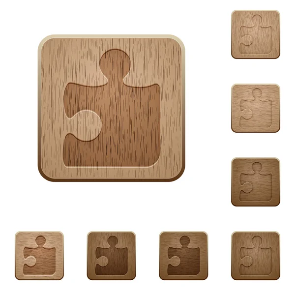 Puzzle botones de madera — Vector de stock