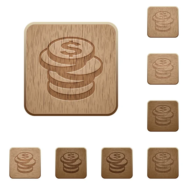Münzen Holzknöpfe — Stockvektor