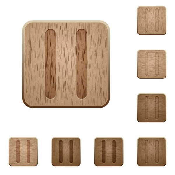 Pausa de medios botones de madera — Vector de stock