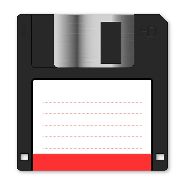 Red labeled floppy disk — Stock Vector