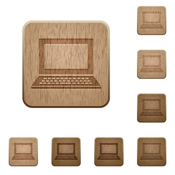 Laptop wooden buttons — 스톡 벡터