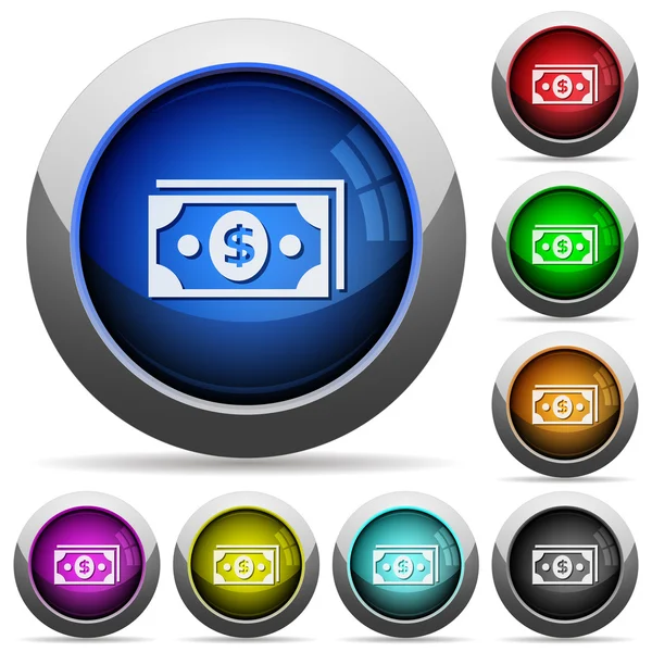 Conjunto de botões de notas de dólar —  Vetores de Stock