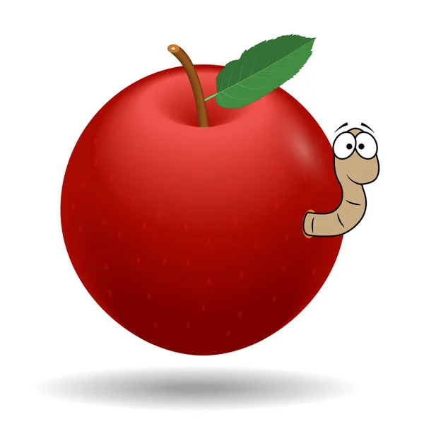 Červené jablko s červ — Stockový vektor