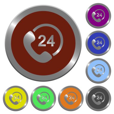 Color 24 hour service buttons clipart