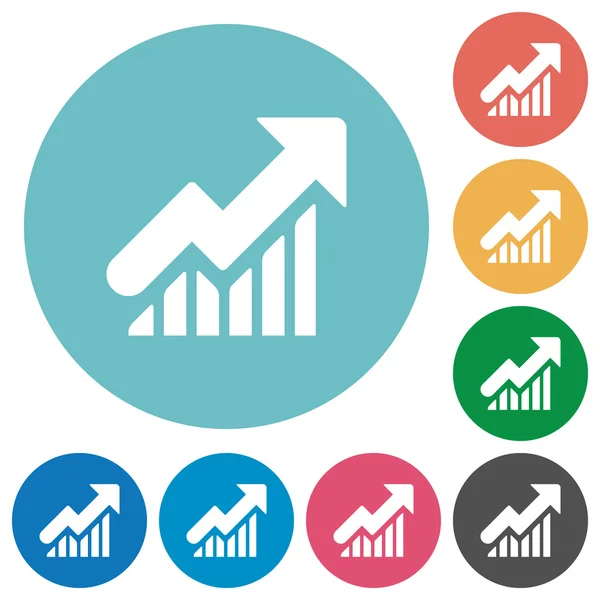 Iconos planos del gráfico ascendente — Vector de stock