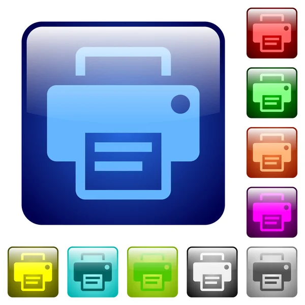 Botões quadrados de impressora colorida — Vetor de Stock