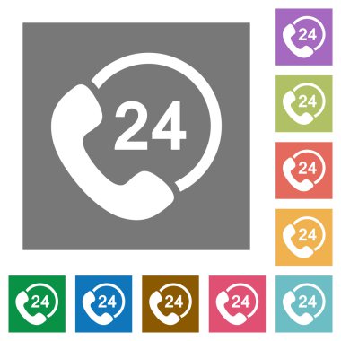 Tam gün hizmet kare düz simgeler