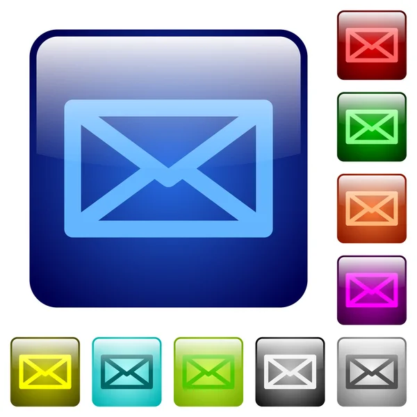 Cor e-mail botões quadrados — Vetor de Stock
