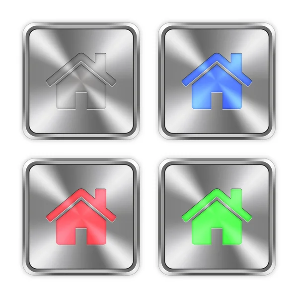 Color home steel buttons — Stock Vector