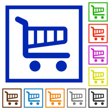 Alışveriş sepeti düz simgeler çerçeveli