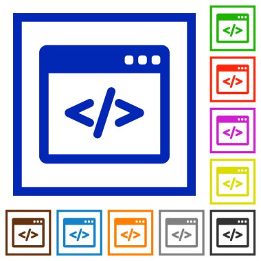 Programlama kodu düz simgeler çerçeveli