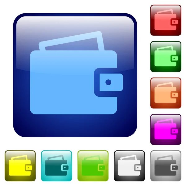 Kolor portfel kwadratowe przyciski — Wektor stockowy