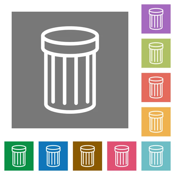 Basura iconos planos cuadrados — Vector de stock