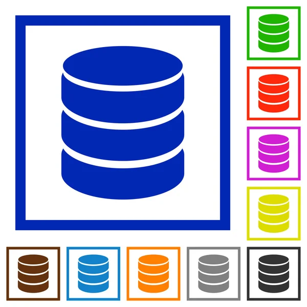 Databasen inramade platt ikoner — Stock vektor