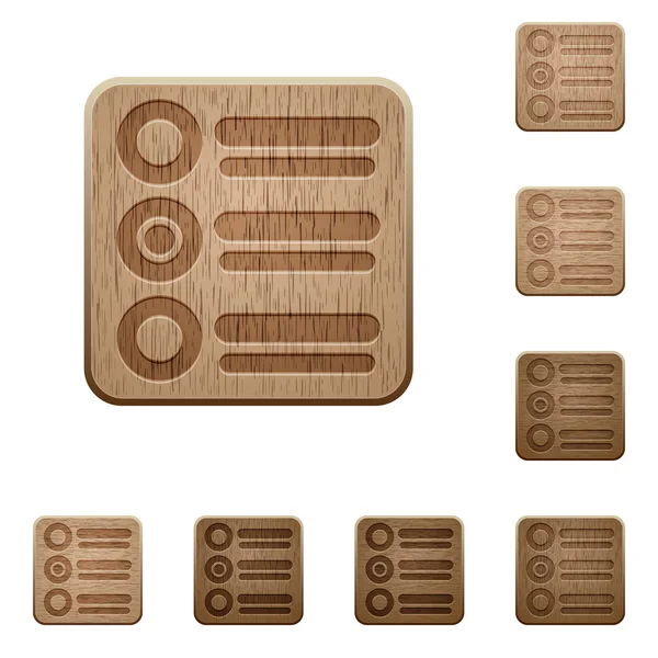 Grupo radio botones de madera — Vector de stock