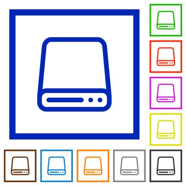 Sabit disk düz simgeler çerçeveli
