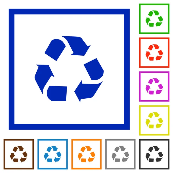 Recycling gerahmte flache Symbole — Stockvektor