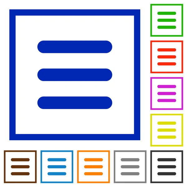 Menü gerahmte flache Symbole — Stockvektor