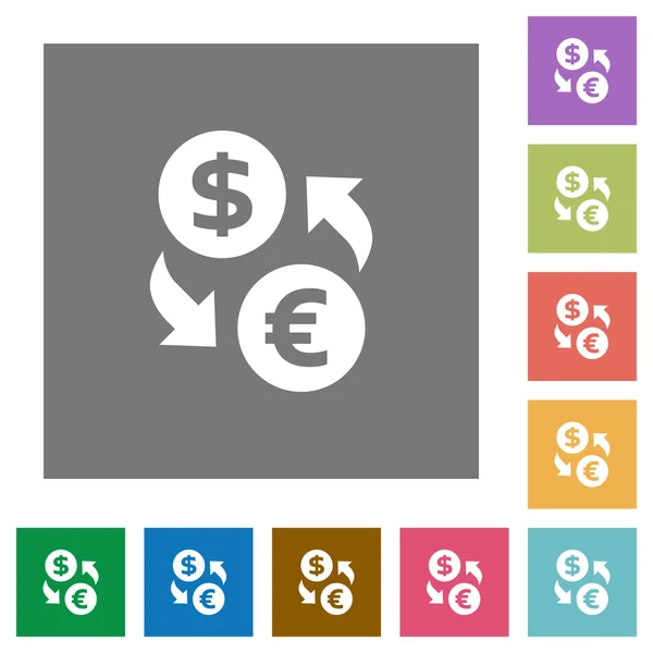 Долар євро обмін квадратних плоских іконок — стоковий вектор