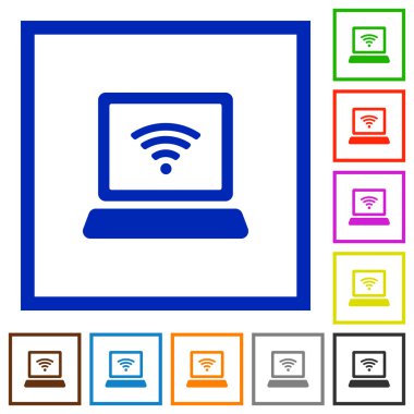 Kablosuz bilgisayar düz simgeler çerçeveli