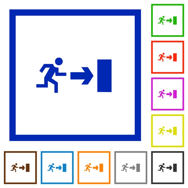 Icônes plates encadrées de sortie — Image vectorielle